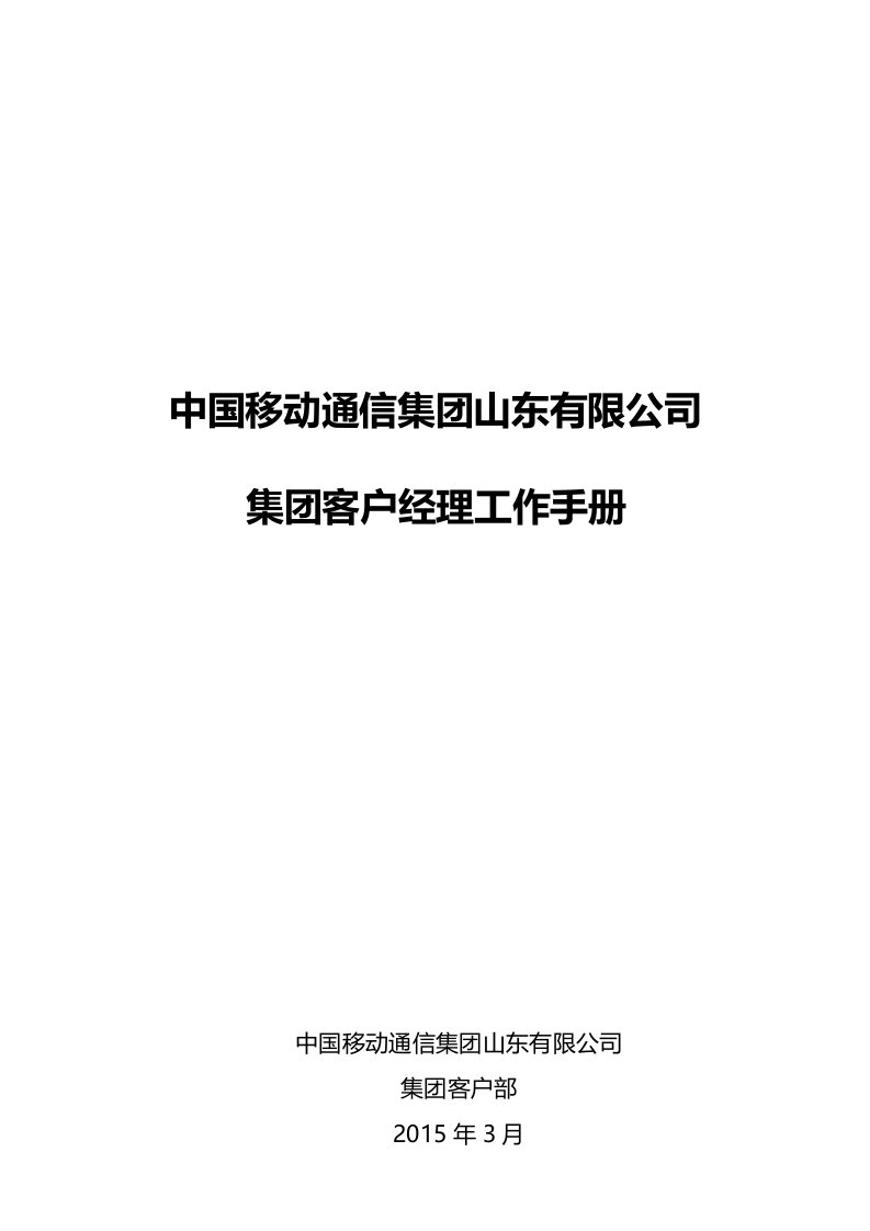 某集团客户经理工作手册