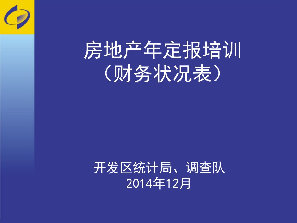 房地产年定报培训(财务状况表)