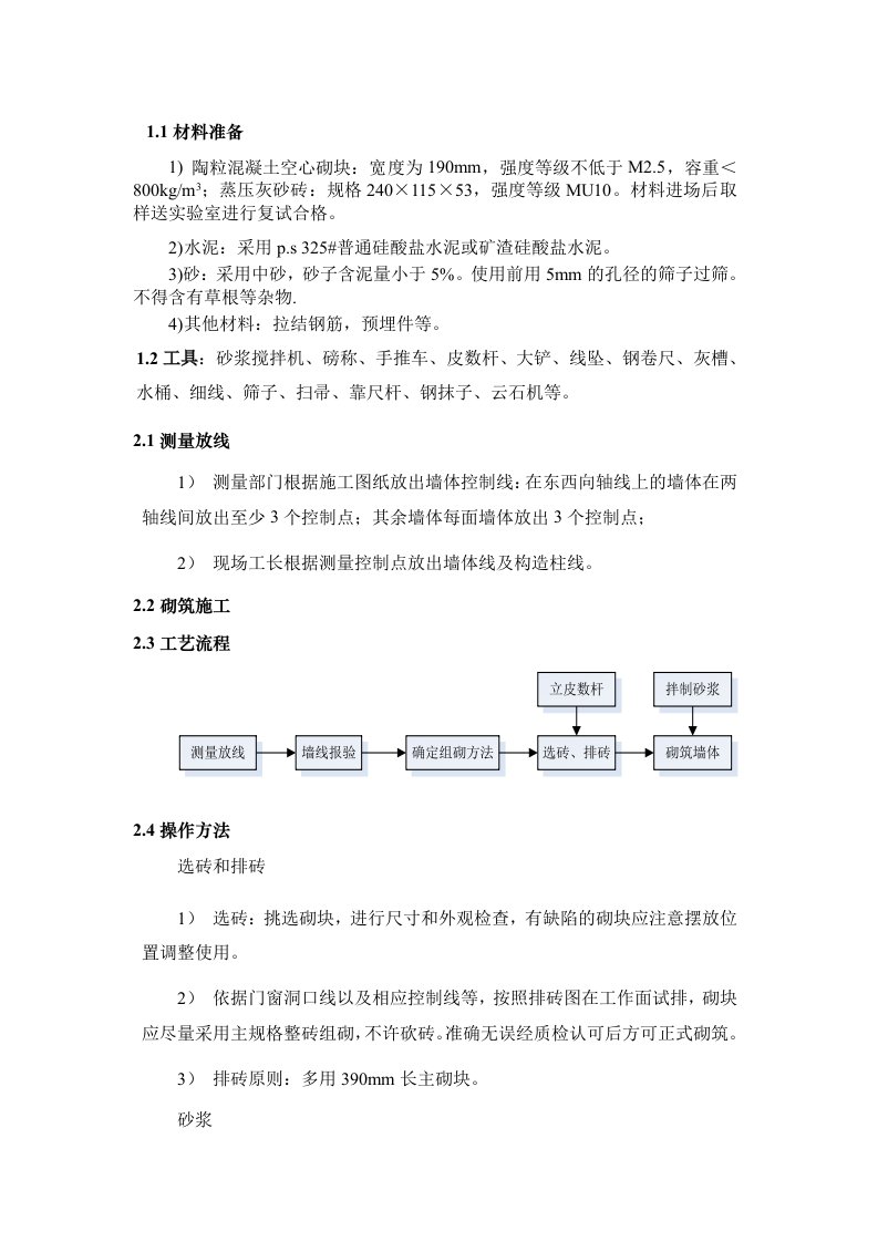 陶粒砌块砌筑技术交底