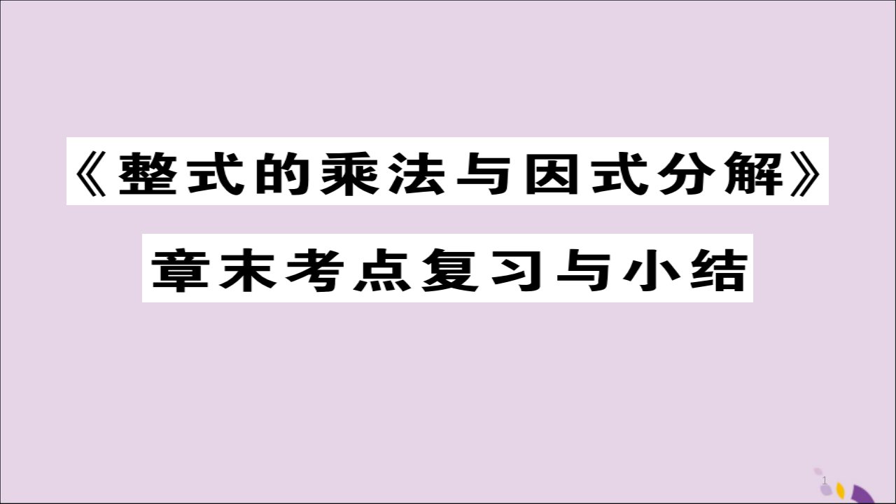 八年级数学上册第十四章《整式的乘法与因式分解》章末考点复习与小结ppt课件新人教版