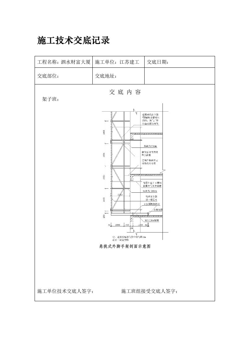 架子工施工技术交底