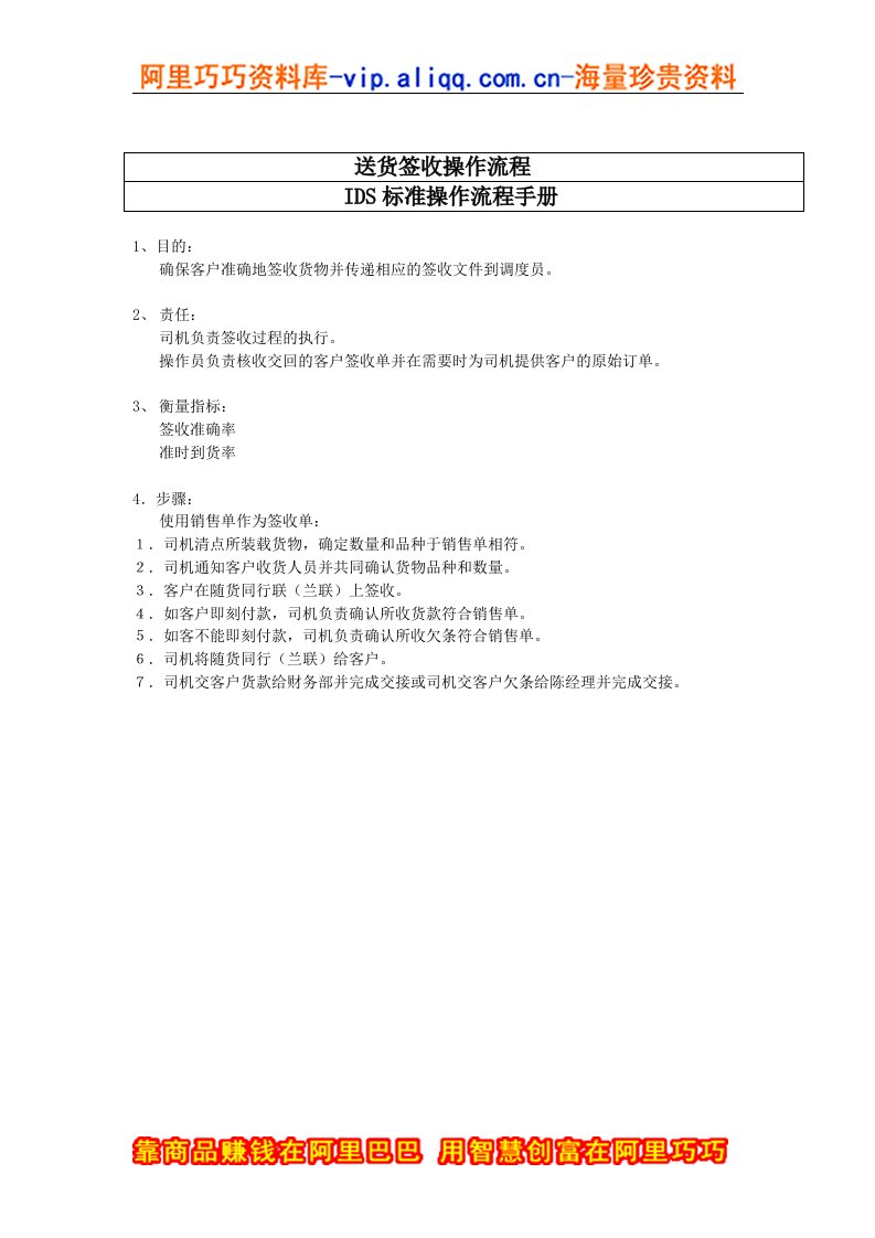 宝洁公司-送货签收操作流程