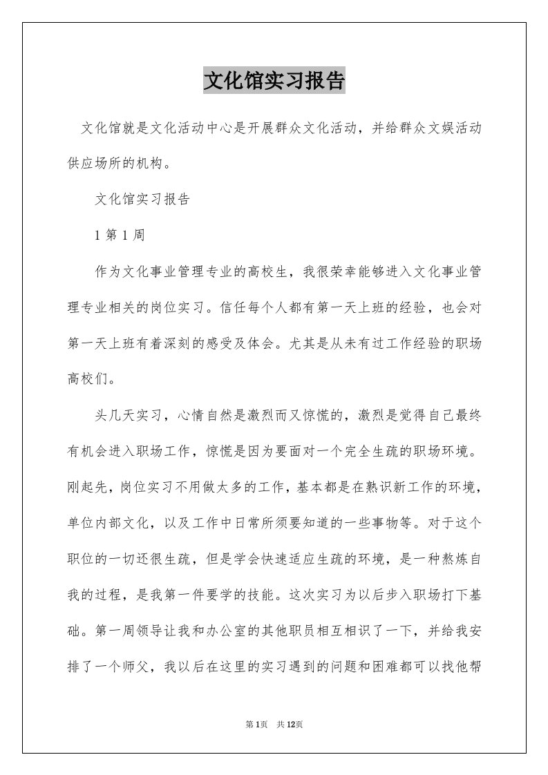 文化馆实习报告