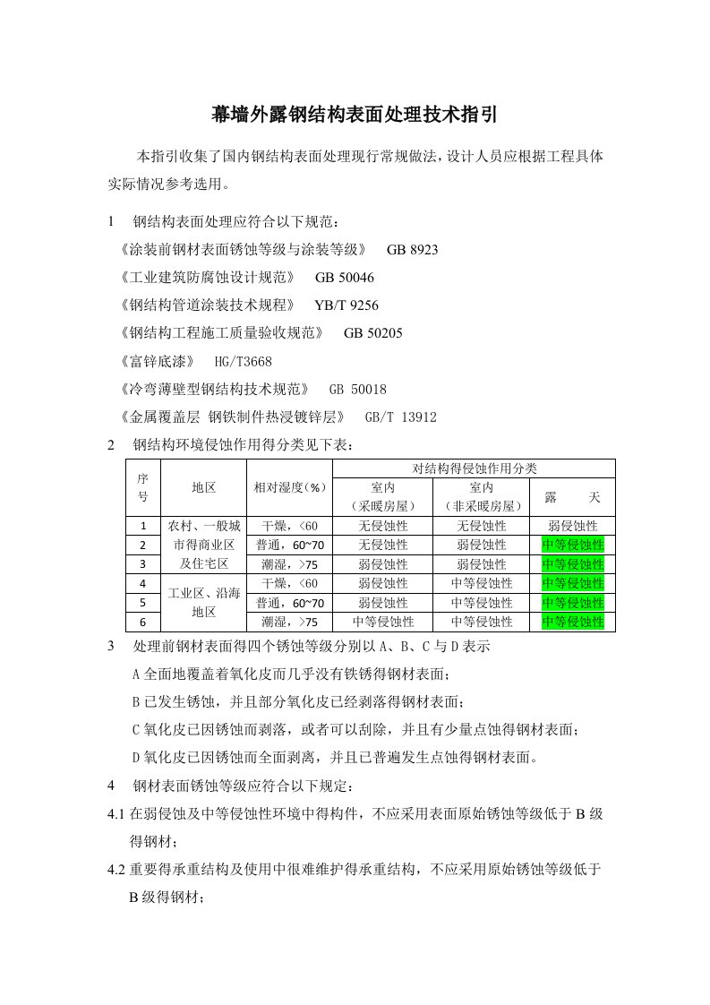 钢结构防腐技术要求