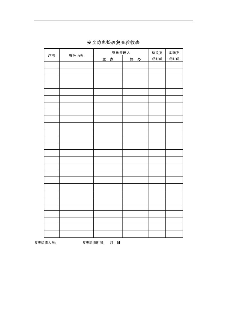 【管理精品】安全隐患整改复查验收表(1)