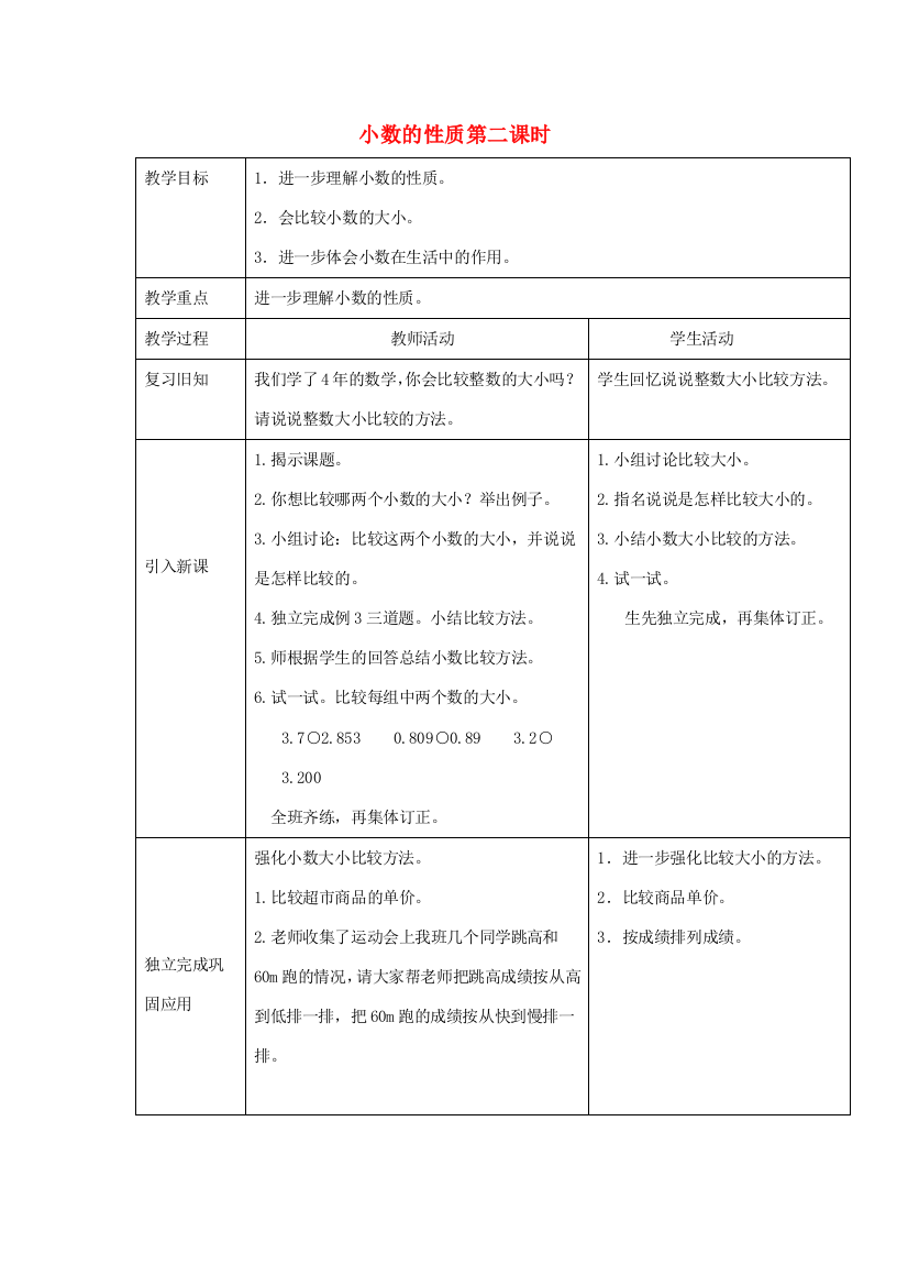 四年级数学下册