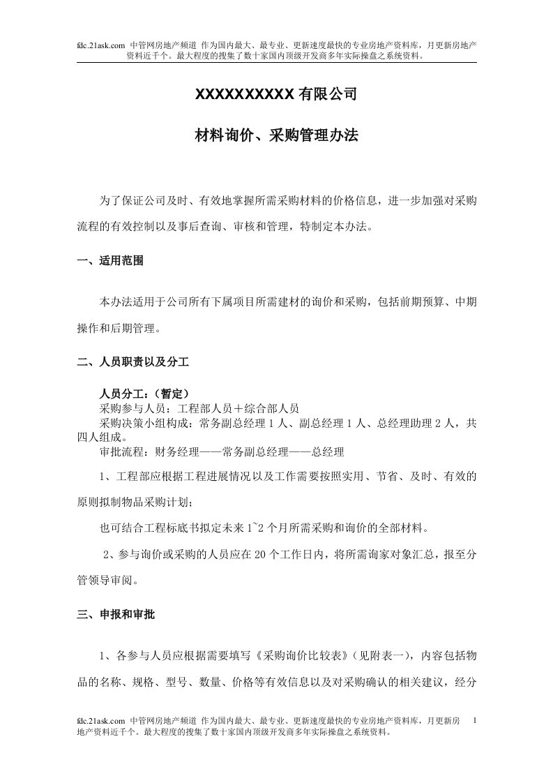 401143--某工程建设公司材料询价采购管理办法