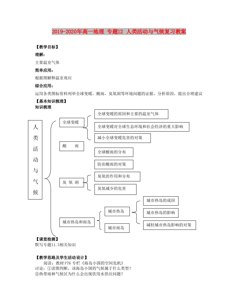 2019-2020年高一地理