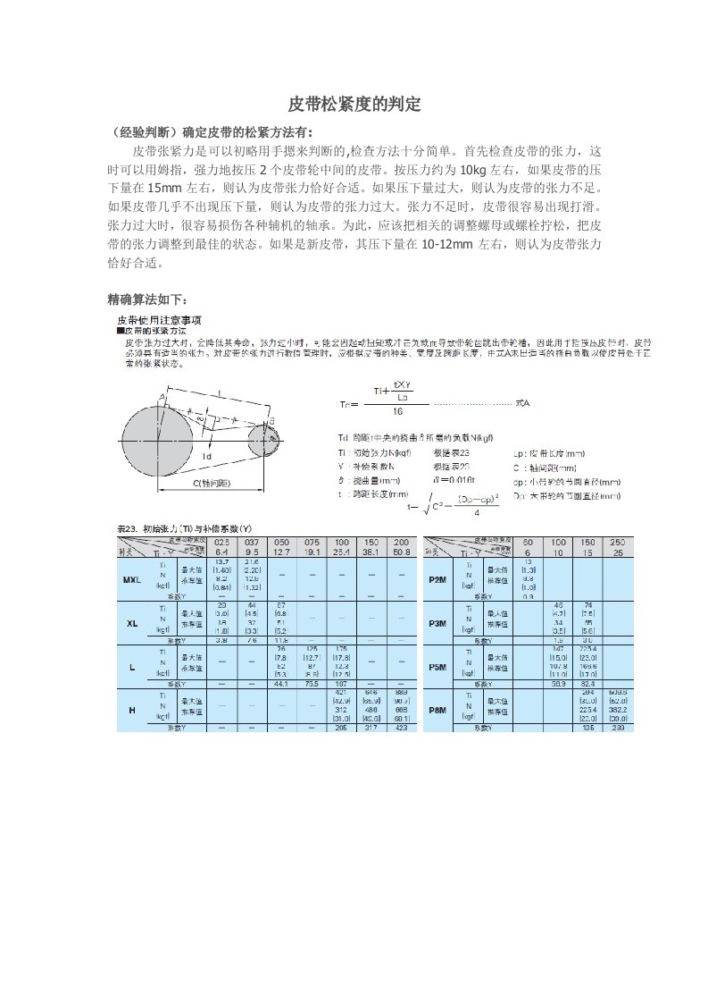 皮带松紧度地判定