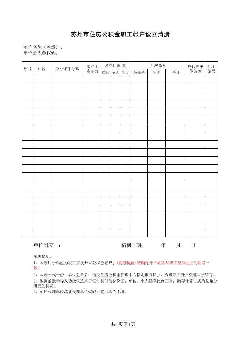 (XLS)苏州市住房公积金职工帐户设立清册