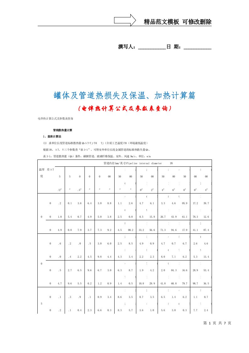 罐体及管道热损耗、保温、加热电伴热计算教程