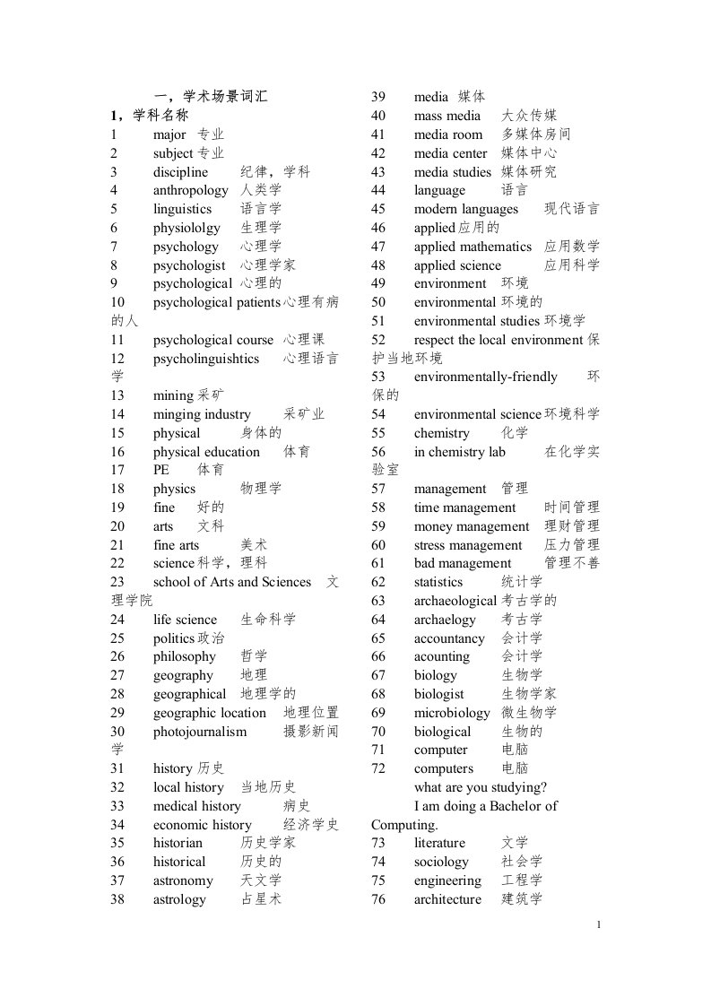 雅思听力核心词汇与王陆807听力词汇