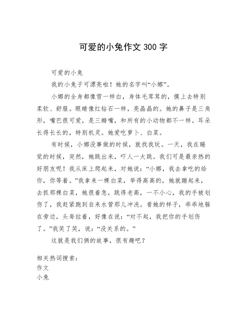 可爱的小兔作文300字