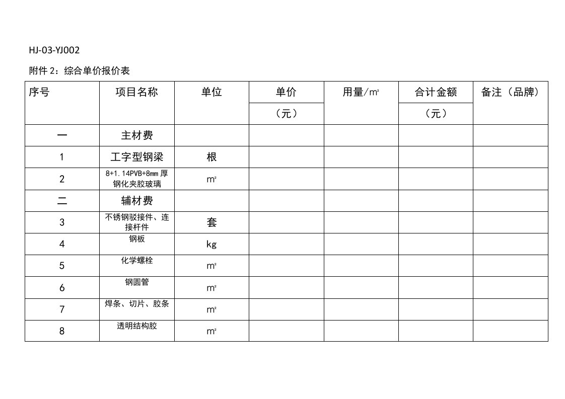 玻璃雨棚报价表