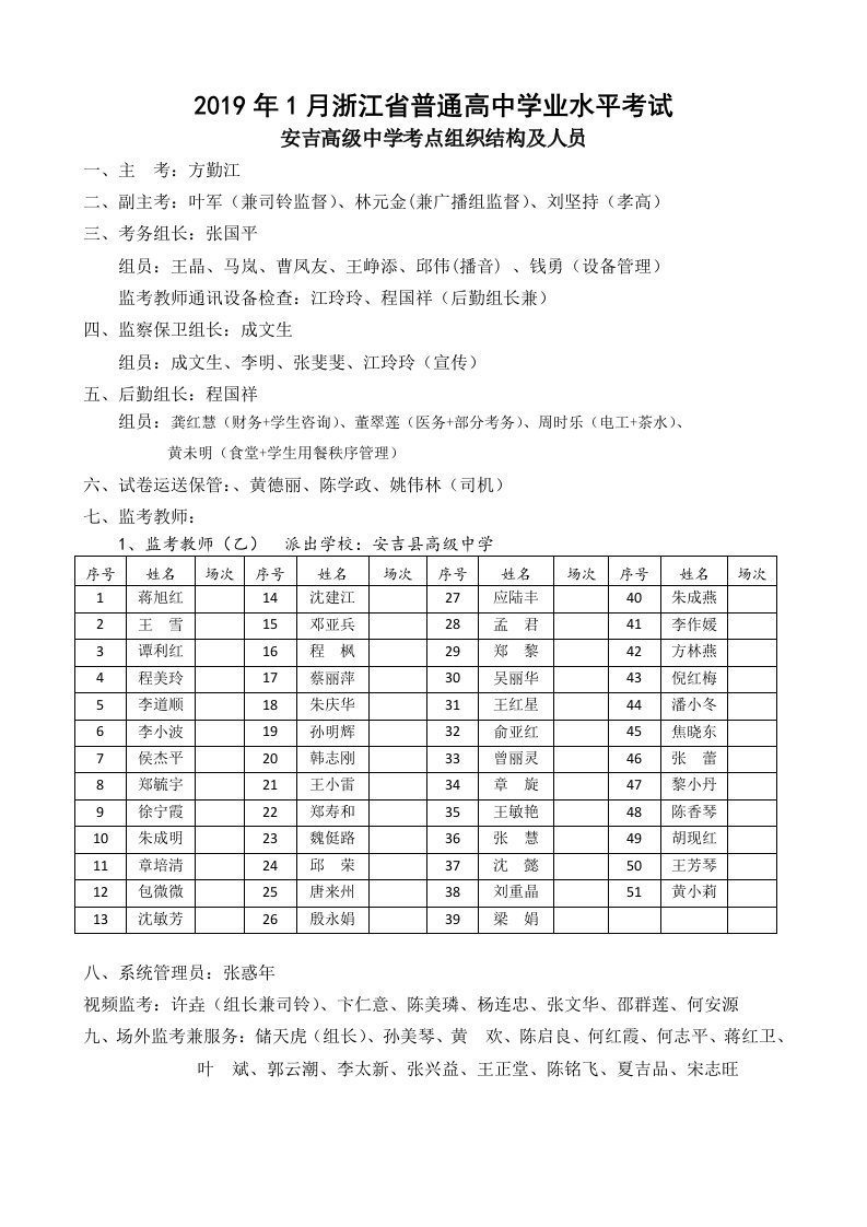 2019年1月浙江省普通高中学业水平考试