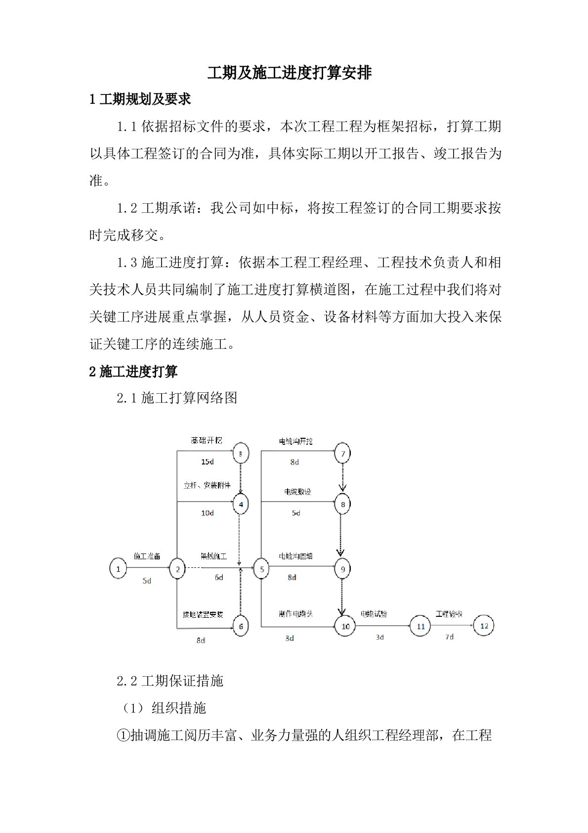 工期及施工进度计划安排