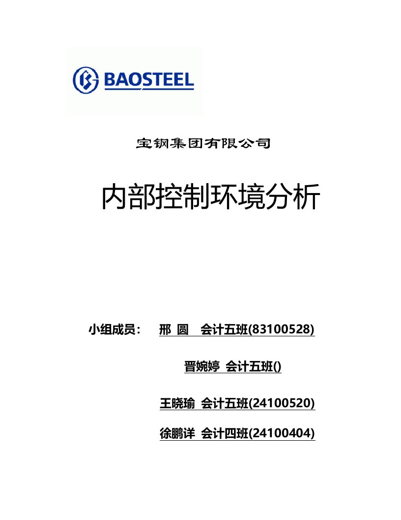 宝钢集团有限公司内部控制环境分析