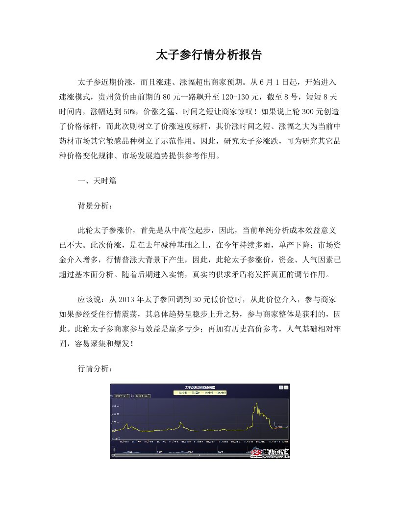 太子参行情分析报告