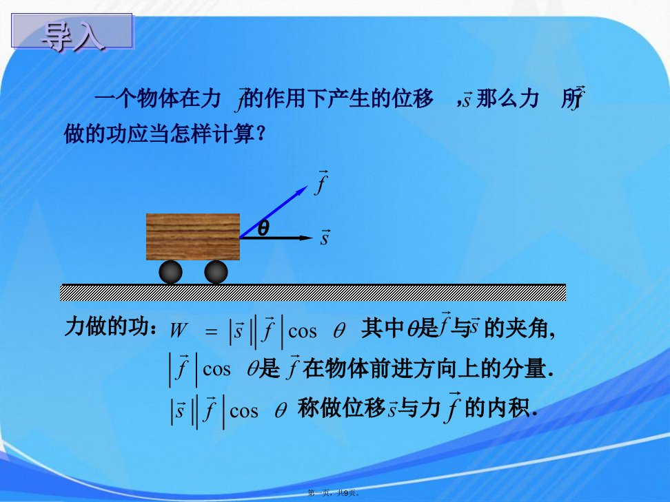 中职数学基础模块下册《平面向量的内积》课件1