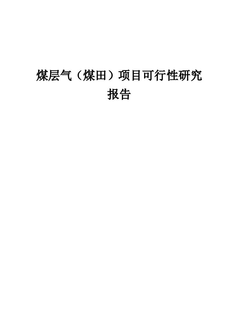 2024年煤层气（煤田）项目可行性研究报告