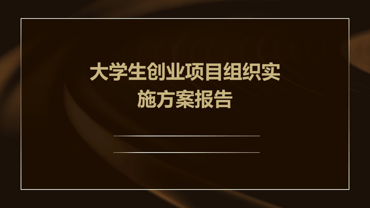 大学生创业项目组织实施方案报告