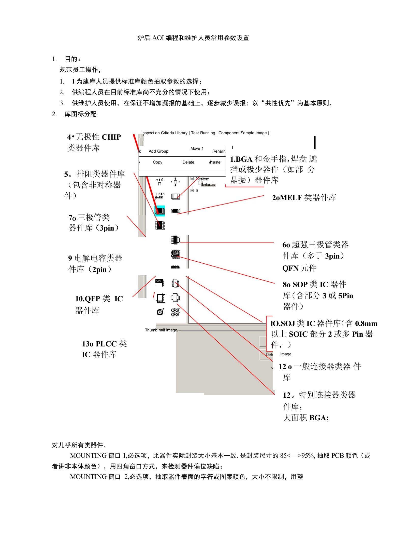 炉后AOI常用参数值