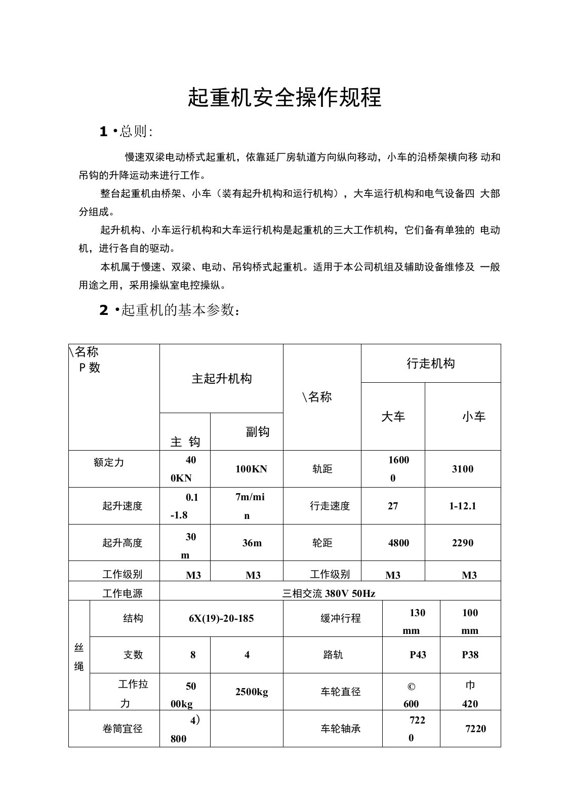 桥式起重机安全操作规程