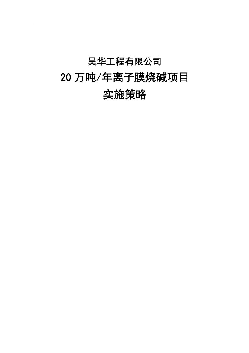 20万吨年离子膜烧碱项目实施策略