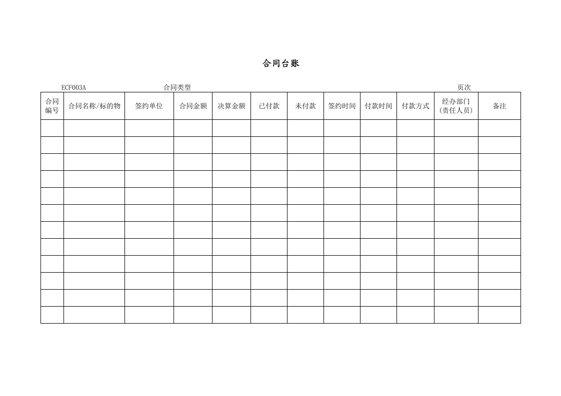 精选ECF003合同台账