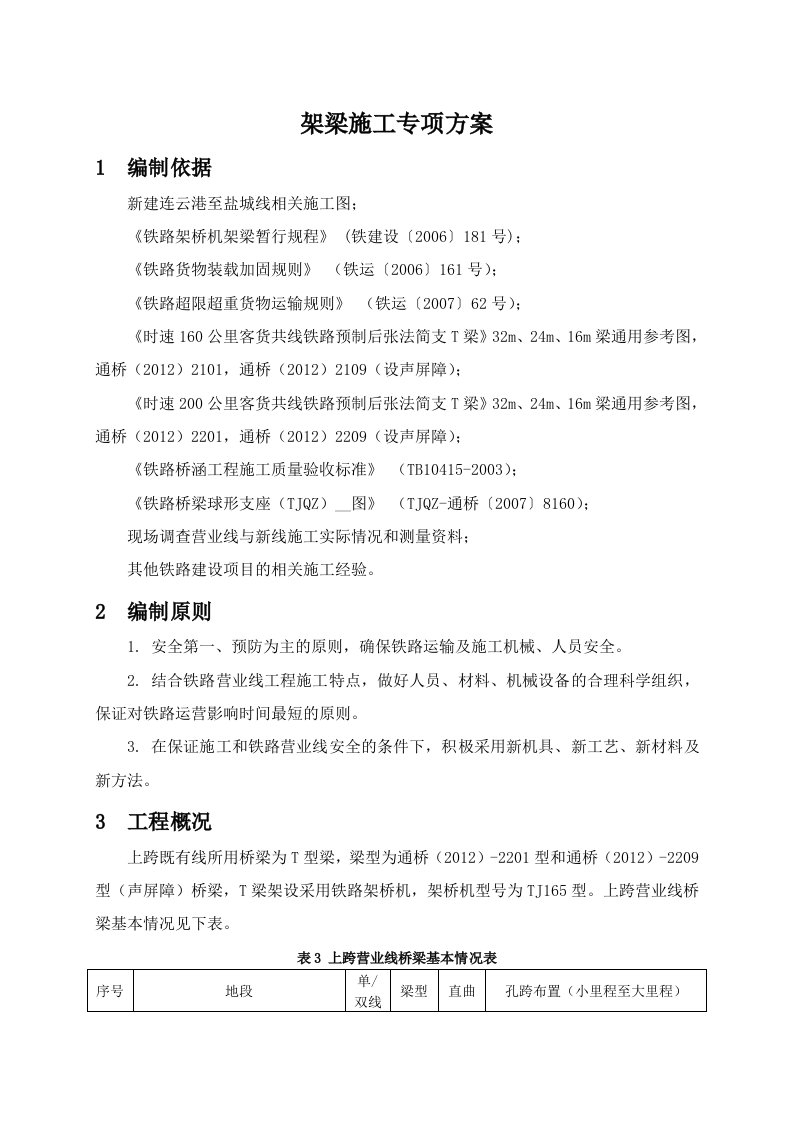 连盐铁路项目T梁架梁施工专项方案