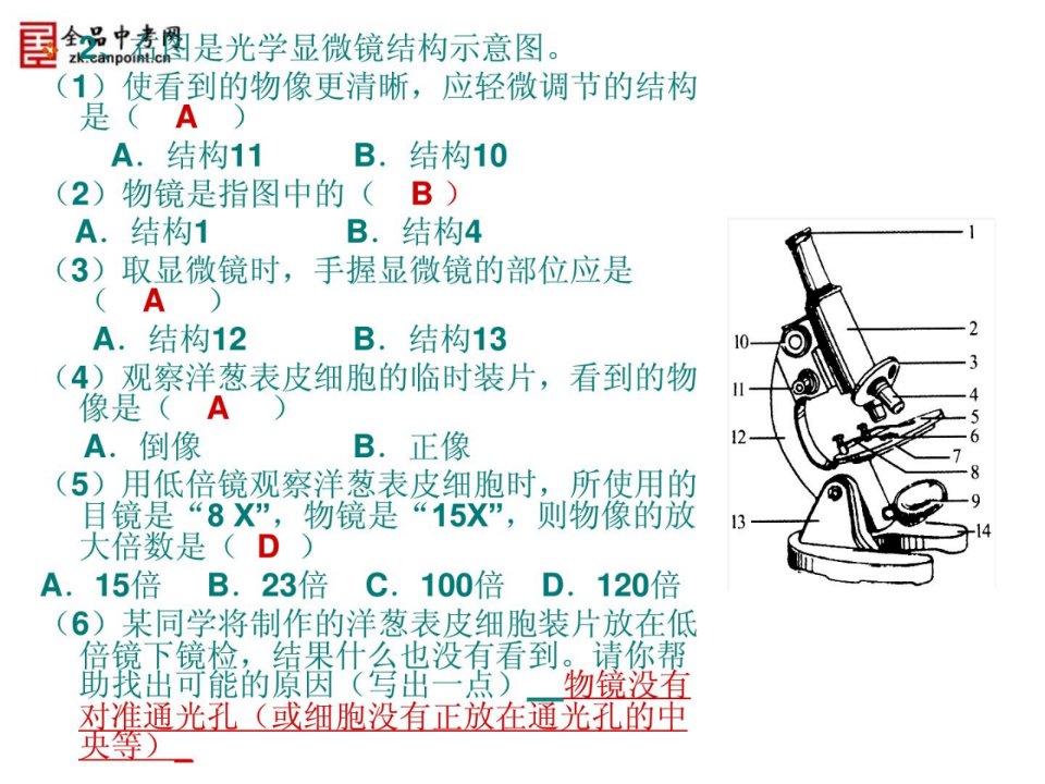 生物会考识图填空题