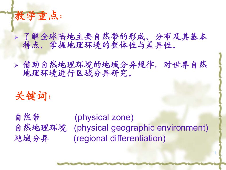 世界自然地理第二章全球陆地自然带的基本格局及其理论研究