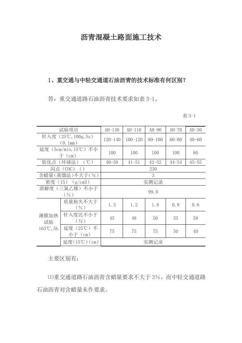 沥青混凝土路面施工技术