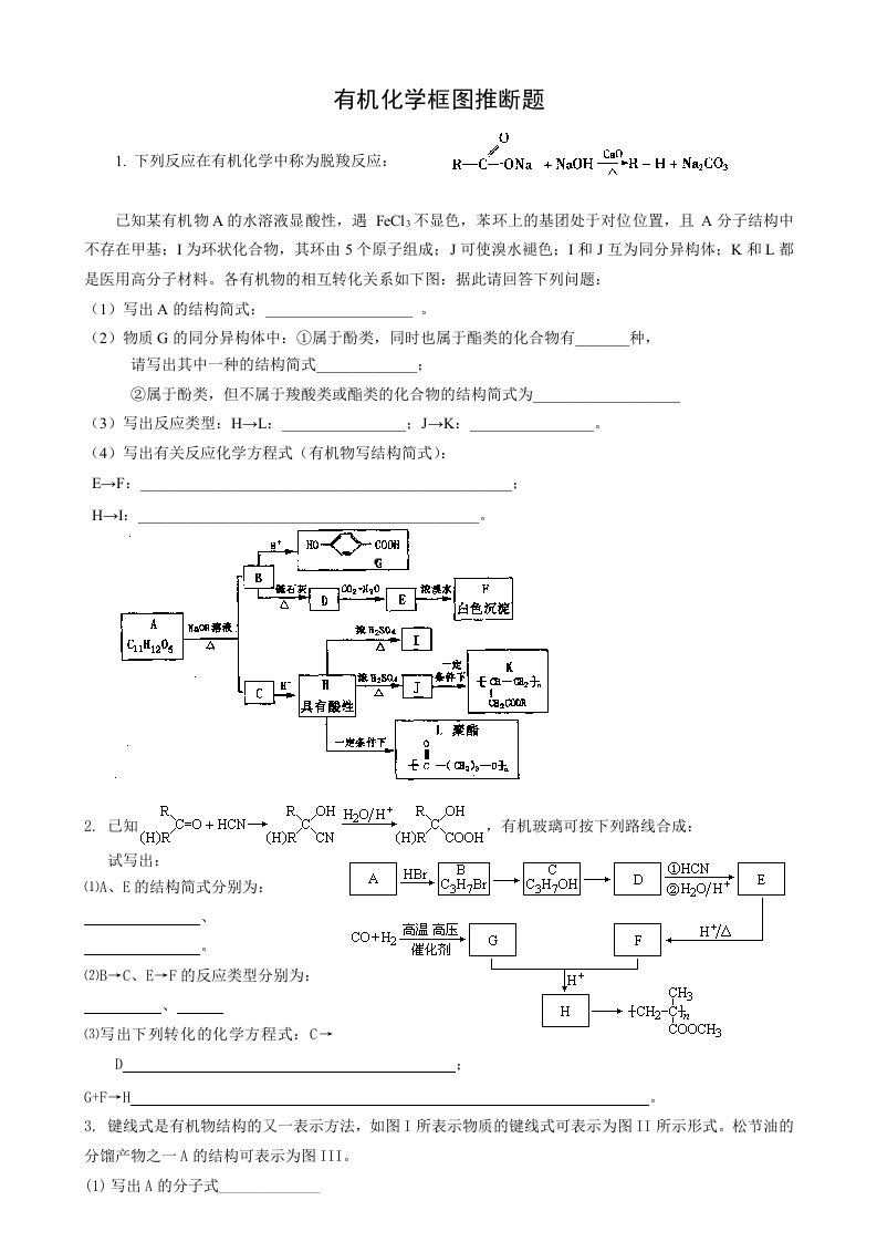 有机化学框图推断题练习