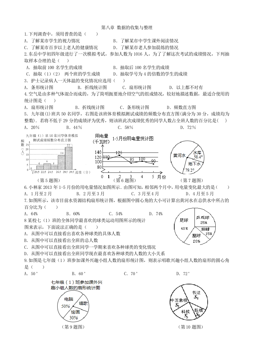 鲁教版五四学制六年级下数据的收集与整理经典