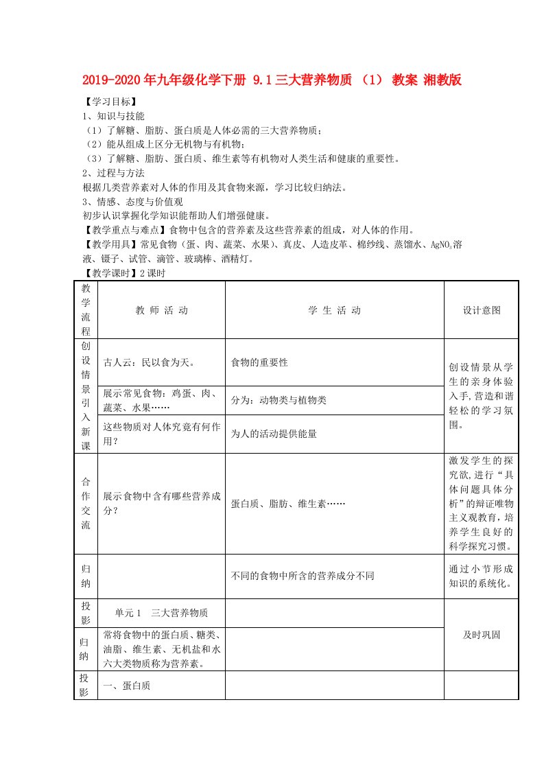 2019-2020年九年级化学下册