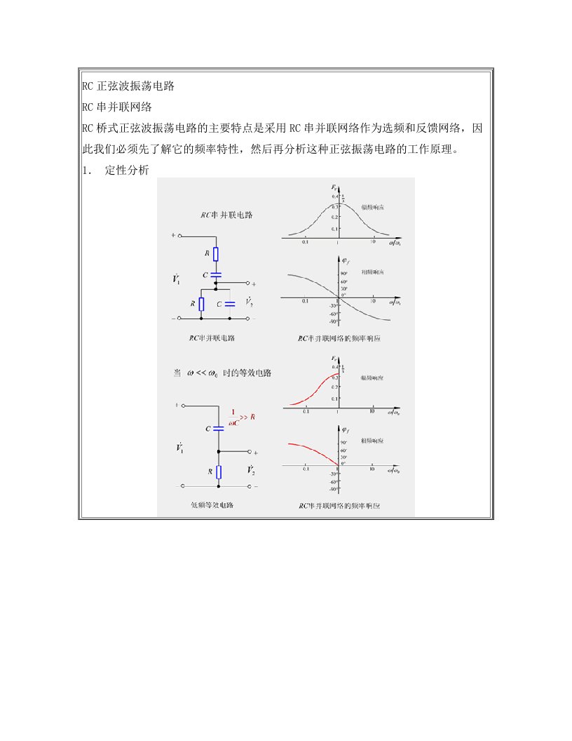 RC振荡电路原理