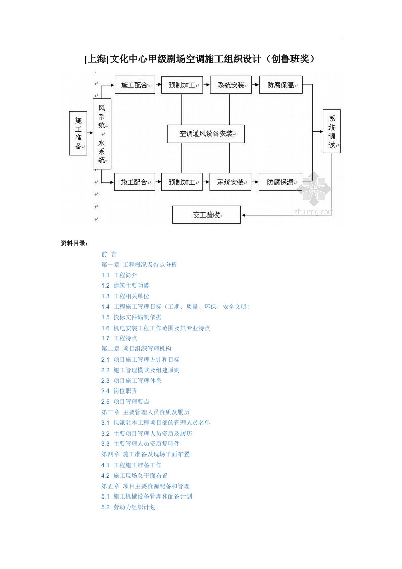 文化中心甲级剧场空调施工组织设计