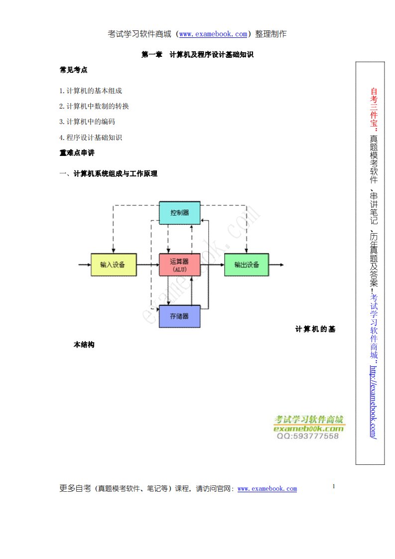 自考笔记-02275计算机基础与程序设计（串讲）01.第一章