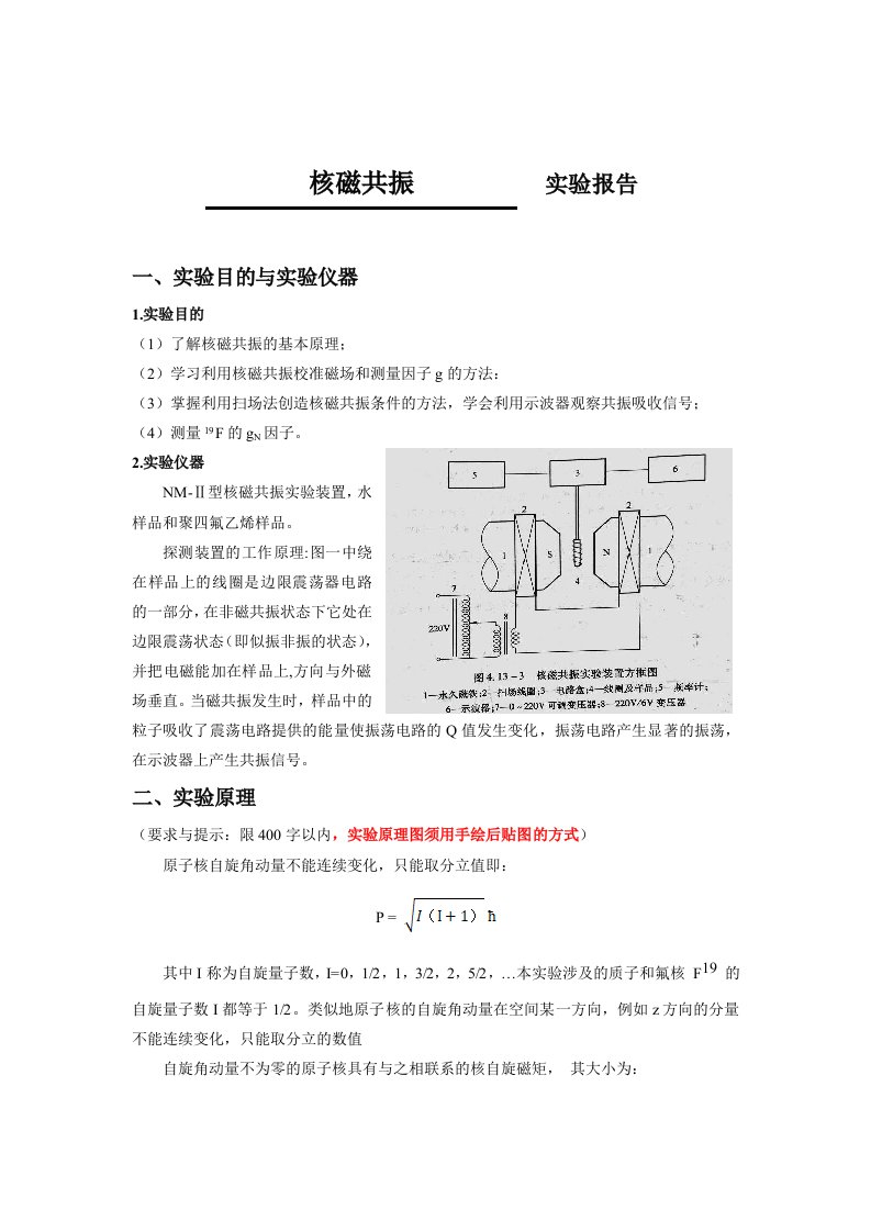 核磁共振实验报