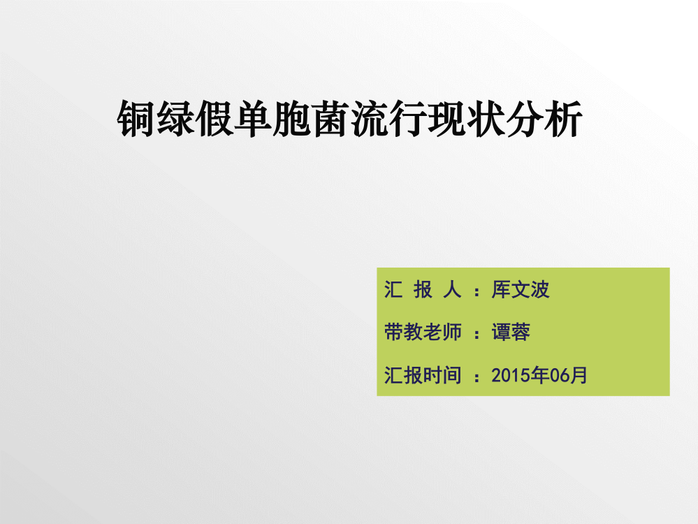 铜绿假单胞菌流行病学研究ppt课件