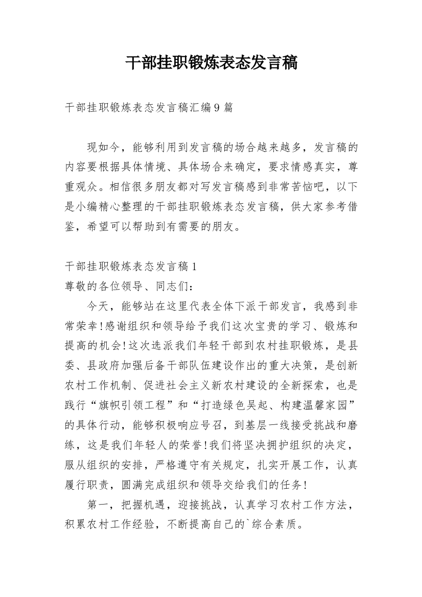 干部挂职锻炼表态发言稿_8