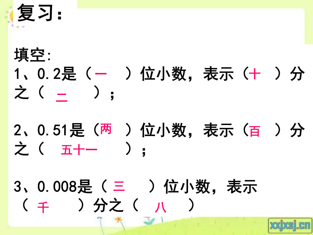 人教版四年级下册小数的读法和写法