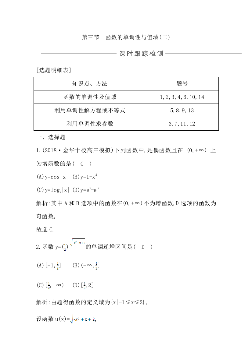 2021版高考数学导与练一轮复习（浙江版）课时跟踪检测：第二章