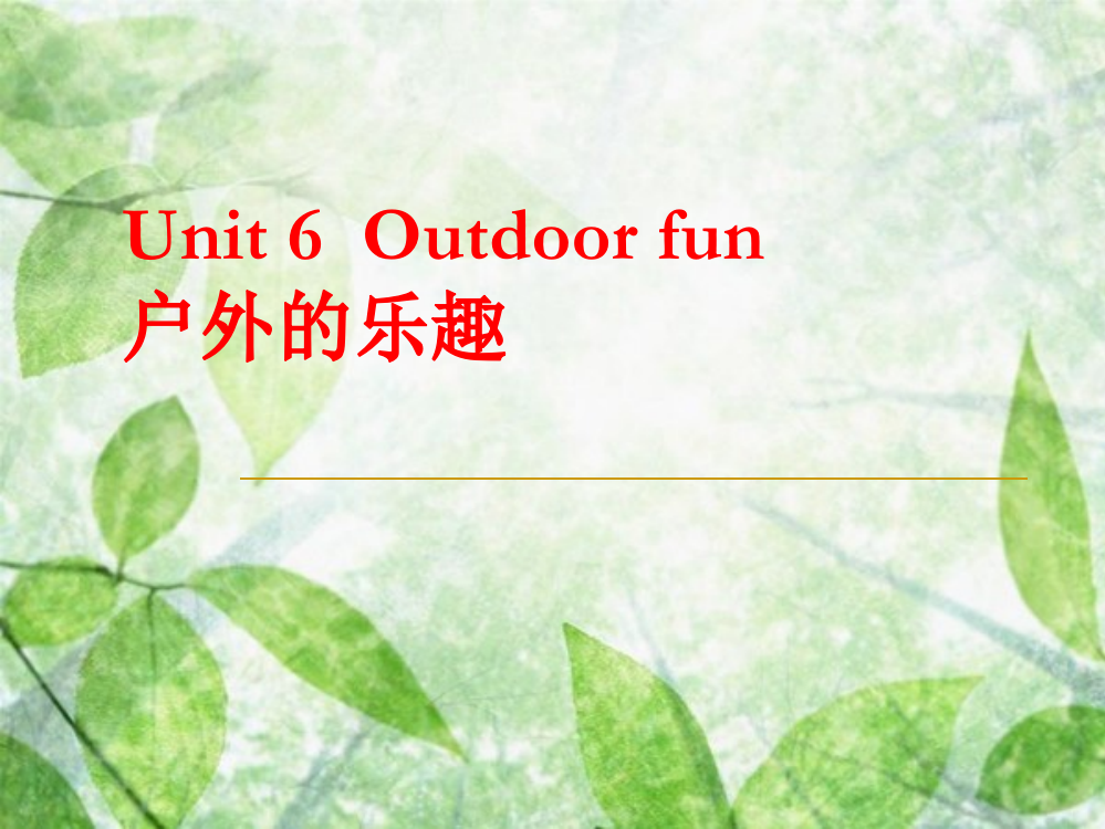 三年级下英语课件-Unit6Outdoorfun广东开心版