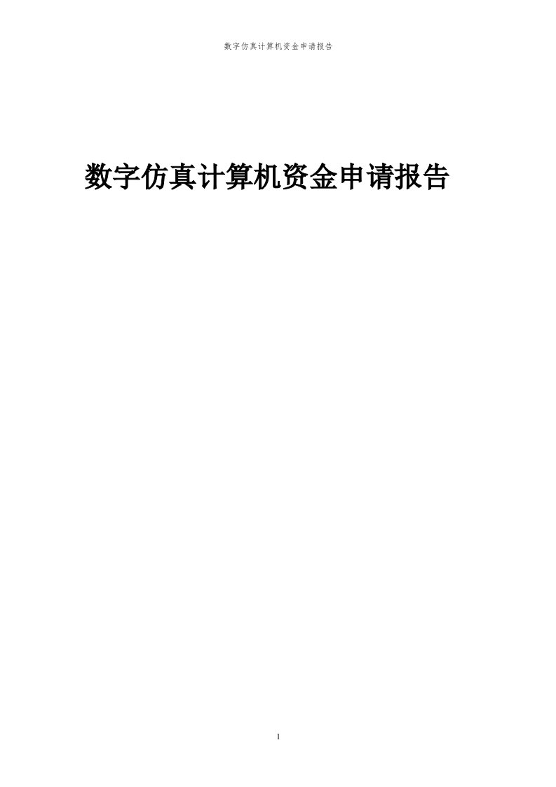 2024年数字仿真计算机项目资金申请报告代可行性研究报告