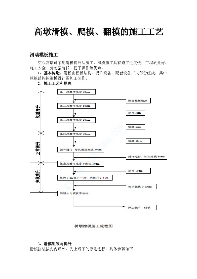 高墩滑模、爬模、翻模的施工工艺