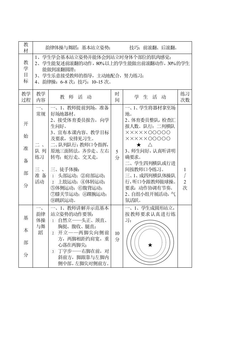 初中体育教案全集