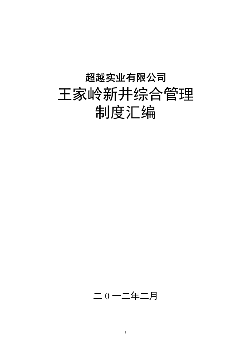 王家岭新井综合制度汇编