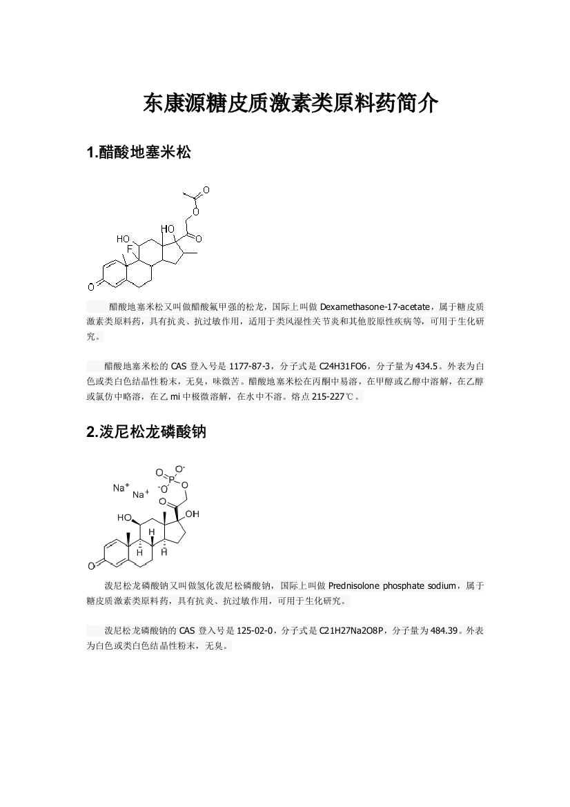 哈西奈德倍他米松等糖皮质激素类原料药简介